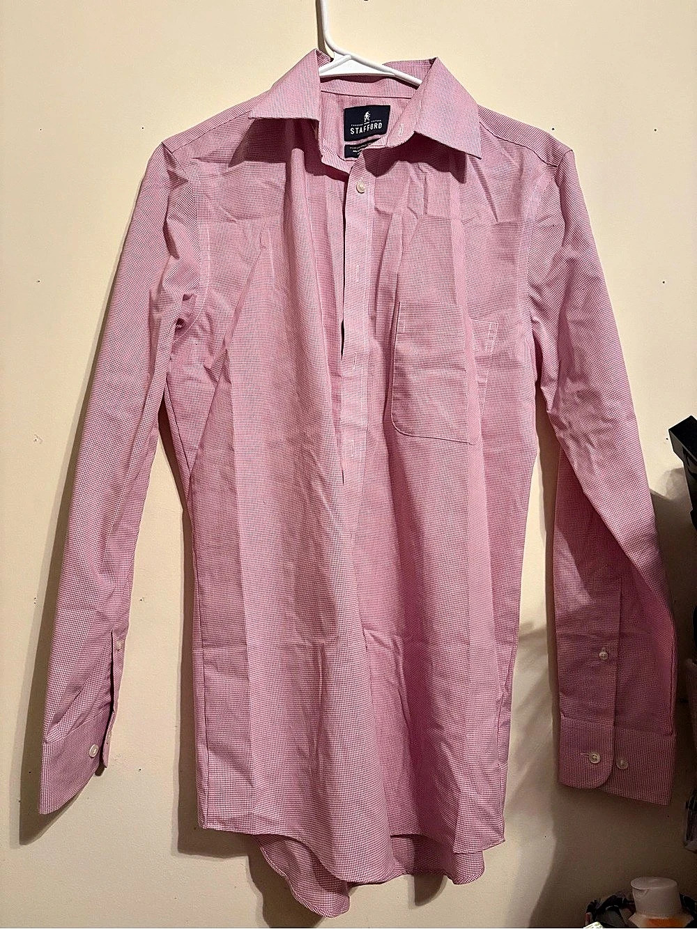 Stafford Performance Super Shirt Gingham Dress Shirt in Red Gingham